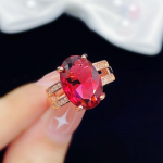 Bella Box Rose Gold v&auml;rvi pulmatseremoonia peotseremoonia naiste geomeetrilise kujuga tsirkoon temperamendikivist stiilsed aksessuaarid naistele Adjustable Opening roosa punane v&auml;rv