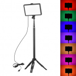 Andoeri kaasaskantav RGB videovalgusti komplekt 1 * LED-videovalgustiga 7 v&auml;rvi valgustus 3200K-5600K 10 must