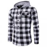 Meeste s&uuml;gisesed vabaaja ruudulised s&auml;rgid pikkade varrukatega pullover-s&auml;rk top kapuutsiga pluus 2XL must