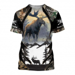 Camo Hunting Animals Hirved p&otilde;der 3D T-s&auml;rk Suvine vabaaja Meeste T-s&auml;rgid Mood T&auml;navar&otilde;ivad Naiste Pullover L&uuml;hikeste Varrukatega Topid XXS