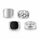 V&otilde;lu segaduses meeste klassikaline elegantne must kalliskivi s&otilde;rmus hall