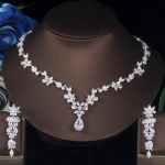 CMM Sparkling Water Drop naiste pulma ehete komplekt kuubiktsirkooniumoksiid lilledega kaelakee k&otilde;rvar&otilde;ngad luksuslikud pruudi ehted h&otilde;be