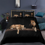 3D Fierce Beast voodipesukomplekt tiigri v&otilde;i l&otilde;vi mustriga tekikattega padjap&uuml;&uuml;r, 2/3 t&uuml;kki, pehme ja mugav kodukaunistus AU Single 140x210cm