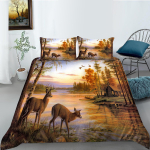 3D Deer seeria voodipesukomplekt multifilmi loomamustriline tekikattega padjap&uuml;&uuml;r, 2 v&otilde;i 3 t&uuml;kki, sobib kodukaunistamiseks loomas&otilde;prade tubades Baby 100x135cm