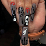 24tk/komplekt Quick Nial Halloween Long Spider Wearing Nail Stickers Finished manik&uuml;&uuml;r