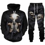 Isiksus gooti pealuu 3D prindiga kapuutsiga p&uuml;kste komplekt meeste/naiste naljakas Halloweeni t&auml;navar&otilde;ivaste riietus&uuml;likond hiphop 2-osaline spordidress XXL