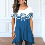 Uus T-s&auml;rk Graafika 3D Snowflake Printing T-s&auml;rk Naiste O-kaelusega L&uuml;hikeste Varrukatega Riietus S&auml;rk Spordi K&auml;rpi Top XS-8XL S