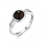 925 Sterling h&otilde;bedane s&otilde;rmus naturaalse musta opaaliga &uuml;mmarguse 7 mm peene ehtega naistele kena kingitus us ring size 6# must