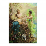 Renessansi esteetika Hans Zatzka maalide reproduktsioonitr&uuml;kised Plakat Noble Lady In the Garden L&otilde;uendimaal Seinakunst Cuadros 40x60cm no frame