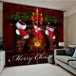 3D digiprintimine J&otilde;ulud soe kamin Magamistuba Elutoa Aknakardinad 2 paneeli 100W130H(CM)40x51in&Hook