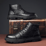 S&uuml;gissaapad Meeste taktikalised meeste saapad Retro mootorratta nahksaapad Briti &uuml;mara varbaga nahast kingad 39 must