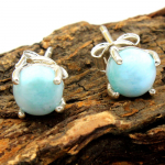 Sinine topaas amet&uuml;st Larimari k&otilde;rvar&otilde;ngas 100% 925 sterling h&otilde;bedast k&auml;sitsi valmistatud peened ehted