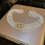 Teemant-inkrusteeritud lillega mitmekihiline kaelakee, moekas ja liialdatud isikup&auml;ra, originaalne disain, kerge luksuskaelakee, ehted, kingitus