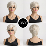 Parukas naistele S&uuml;nteetiline l&uuml;hike parukas tukkidega hallid valged juuksed Igap&auml;evaseks peoks kasutamiseks Parukad k&otilde;rge temperatuuriga kiust kuumakindlatele juustele antiikne valge v&auml;rv