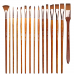 15 tk &otilde;liv&auml;rvipintslite komplekt, kahetooniline nailonjuuksed oranž t&auml;ispuidust pikk varras Artist akvarelljoonistuspintsel akr&uuml;&uuml;lgua&scaron;&scaron;i jaoks