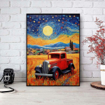 5D DIY Teemantv&auml;rvimine Punase veoauto ristpistes komplekt Mosaiik Teemanttikandid Roos T&auml;isringi kandiline puur Kodukaunistus Round 30x40cm