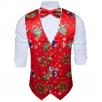 Barry.Wang Meeste Vest Vest Kikilips Hanr&auml;tik Mansetin&ouml;&ouml;bid Jacquard kootud siidist pulma tutvumispeo komplekt M
