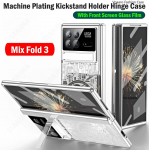 Luksuslik kickstand &uuml;mbris Xiaomi Mix Fold 3 korpuse masina katte kate jaoks Xiaomi Mix Fold 3 hingedega &uuml;mbris koos esiekraani kilega For Xiaomi Mix Fold3 must
