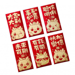 6 tk. Draakonipunane &uuml;mbrikupakk multifilm Zodiac Dragon & Lucky &otilde;nnistuss&otilde;nad Mustrid Lucky Paberist M&uuml;ntide rahakott lastes&otilde;pradele Armas B