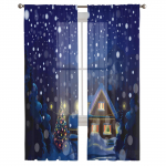 J&otilde;ulupuu Maja Tuled Lumehelbed &Ouml;&ouml;hoone t&uuml;ll l&auml;bipaistev aken Kardinad elutuba Voile Organza kardinad eesriided W135 x H115cm x1