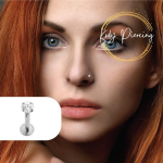 14K valgest kullast sisemine huulelabret laboris kasvatatud teemandiga ehitud &uuml;laosaga &ndash; kvaliteetne augustamine valge