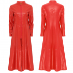 Steampunk stiilis gooti mootorratturite mantel Disco Party Pikk mantel Kunstnahast Trench Coat jope Mantel Kleit T&otilde;mblukuga Pahkluu pikkus Naistele Mehed 3XL punane