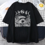 Cute Cottagecore Aesthetic Frog Mushroom Moon Witchy T-s&auml;rk Unisex Crewneck Cotton Suvine O-kaelusega Teeriided Oversize Unisex T-s&auml;rk L