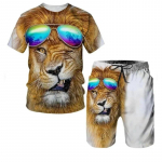Suvine 3D-prinditud The Lion King meeste T-s&auml;rgi l&uuml;hikeste p&uuml;kste komplekt Suur hip-hopi spordir&otilde;ivaste spordidress O kaelaga vabaaja l&uuml;hikeste varrukatega &uuml;likond S