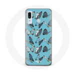 Sinise taustaga &uuml;mbris Samsung Galaxy A40 Butterflies jaoks