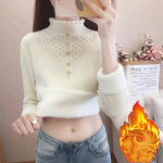 &Uuml;hes t&uuml;kis sametkootud pullover, poolk&otilde;rge krae, kaar, paks sviiter naiste alumine s&auml;rk &otilde;huke pendeldamine s&uuml;gistalv M 40-50kg must