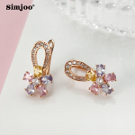 SIMJOO Rose Gold Color Creative V&auml;rvilised tsirkoonist lilledega k&otilde;rvar&otilde;ngad Isiklikud temperamendiga k&otilde;rvar&otilde;ngad naistele
