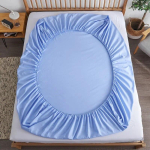 100% puuvillane voodilina elastsete ribadega libisemiskindlad reguleeritavad madratsikatted &uuml;hele kaheinimesevoodile, 140/160/200 cm 2xPillowcase 48x74cm gray
