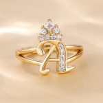 1 tk Kuldne V&auml;rv 26 Inglise Kirjaga CZ Printsessi s&otilde;rmus tsirkoonist Reguleeritav avanemiss&otilde;rmus Pulmapael Ehted S&otilde;brap&auml;eva kingitus A