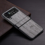 &Uuml;mbris Samsung Galaxy Z Flip 4 5G funda bambusest puidust mustriga Nahast kate Luksuslik coque Samsung Galaxy z flip 4 &uuml;mbrisele capa Z Flip 4 must