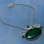 Natural Green Labradorite,Diopside Stone 925 Sterling Silver Necklace 18 z3m92