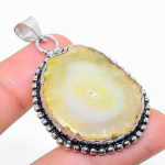 Natural Yellow Solar Quartz Gemstone 925 Sterling Silver Pendant 2.01 g4d13