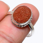 Naturaalne P&auml;ikesekivi Kivi K&auml;sit&ouml;&ouml; 925 Prooviga Sterling H&otilde;be Kingitus S&otilde;rmus S.9 O2j89