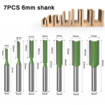 7Pcs Straight Bit Woodworking Tools Router Bit Set For Wood Tungsten Carbide Endmill Milling Cutter 1/4 6mm Shank 6mm Shank