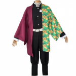 Anime Demon Slayer Kimetsu No Yaiba Tomioka Giyuu Cosplay Kost&uuml;&uuml;m Parukas Kimono T&auml;iskasvanute pidu Halloween S beež