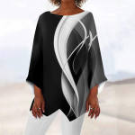 Naiste s&auml;rgipluus Graafiline liblikas as&uuml;mmeetrilise tr&uuml;kiga pikkade varrukatega vabaaja igap&auml;evane &Uuml;markaelusega T-s&auml;rk top XXXXXL sinine