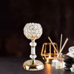 Elegant Candle Holder Candlestick crafts Figurine Stand Taper Candles for Anniversary Wedding gold S_10*10*25CM