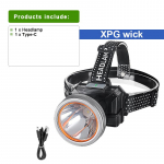 XPG LED Super Bright esilatern V&auml;ga v&otilde;imas Sisseehitatud pealamp Kerge peaga taskulamp kalap&uuml;&uuml;gi matkalatern built in battery must