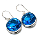 Swiss Blue Topaz Gemstone Handmade 925 Sterling Silver Earring 1.50 e5l78