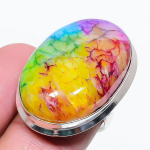 Rainbow Solar Quartz Gemstone 925 Sterling Silver Jewelry Ring Size 7 n4w95