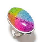 Rainbow Solar Quartz Gemstone Handmade 925 Sterling Silver Ring Size 6 w6f26
