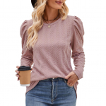 2024. aasta uus s&uuml;gismood vabaaja &uuml;mmarguse kaelusega, &uuml;hev&auml;rviline kootud žakaarkangast, naiste mullvarrukatega, praetud taigna keerdudega T-s&auml;rk S