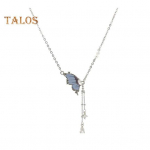 Daami kaelakee vasest liblikas ripats tups kuupmeetrist tsirkooniumoksiidist galvaniseeritud reguleeritava pikkusega ballipeo kaelakee kaela ehted sinine