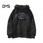 Unisex s&uuml;gis-kevadkapuuts Kirjatr&uuml;kiga kapuutsiga pikkade varrukatega elastne mansett suur tasku keskmise pikkusega &uuml;hev&auml;rviline igap&auml;evaseks kandmiseks vabaaja paari topp XL must