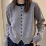 Moodne elegantne vabaaja kootud sviiter naiste s&uuml;gis- ja talvine pikkade varrukatega soe, soe kampsun Naiste topid Vintage &uuml;mara kaelusega kudumid 24839 One Size valge