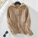 Naiste vabaaja kapuutsiga sviiter retro n&ouml;&ouml;biga kootud kampsun pikkade varrukatega XL roosa